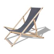 Hengda - Chaise longue pliante Chaise de jardin en bois Chaise longue pliante Chaise de camping Plage Gris
