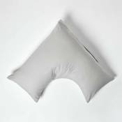 Homescapes - Taie d'oreiller spécial oreiller cervical en coton égyptien 200 fils Forme v gris acier - Argent Gris