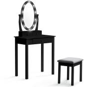 Idmarket - Coiffeuse bella bois noir avec miroir led