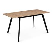 Idmarket - Table scandinave extensible rectangle inga 4-6 personnes plateau bois pieds noirs 120-160 cm - Bois-clair