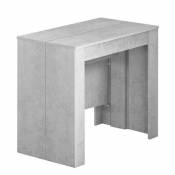 Inside 75 Table console extensible GANDIA gris béton jusqu'à 10 couverts avec allonges intégrées
