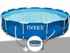 Kit piscine tubulaire intex metal frame ronde 3,66 x 0,76 m + bâche de protection