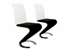 Kiza - lot de 2 chaises design en simili cuir noir