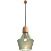 Lampe à suspension - Lampe Style Cristal Moderne - Hewl Vert - Verre, Bois - Vert