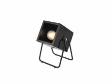 Lampe en bois et métal carrée hefty - h. 17 cm - noir