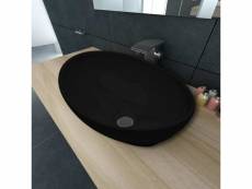 Lavabo ovale lavabo à poser | lavabo vasque salle de bain | céramique 40 x 33 cm noir
