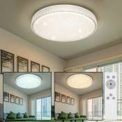 Led Design cct Plafonnier Salon Luminaire Télécommande Cristal Spots Effet Étoile Blanc dimmable