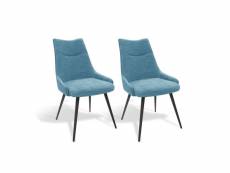 Lot de 2 chaises tissu bleu - olbia 66087505lot2