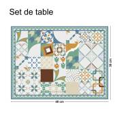 Lot de 4 sets de table L 40xl 30cm Multicolore Carreaux de Ciment