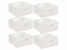 Lot de 6 boîtes de rangement carrée en mdf - l. 31 x h. 15 cm - blanc