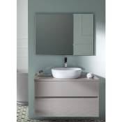 Meuble de salle de bain coloris taupe avec vasque à poser en céramique + miroir - Longueur 80 x Profondeur 46 x Hauteur 56 cm Pegane