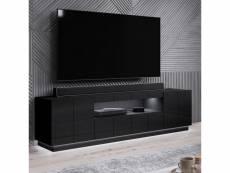 Meuble tv design noir brillant + led 184 cm flow