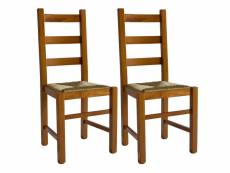 Orta - lot de 2 chaises teinté chêne et assises en paille