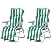 Outsunny - Lot de 2 chaise longue bain de soleil adjustable