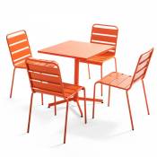 Oviala - Ensemble table de jardin carrée et 4 chaises orange - Palavas - Orange