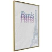 Paris Prix - Affiche Murale Encadrée 'pastel Paris' 20 x 30 Cm Or
