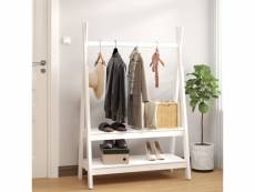 Porte-vêtements blanc 100x45,5x150 cm bois de pin massif