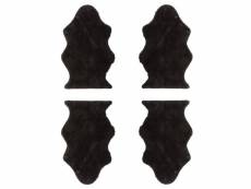 Quatuor de tapis fausse fourrure noir 60*95 - gina - l 95 x l 60 x h 1 cm - neuf