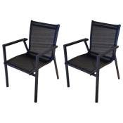 Set de 2 chaises empilables en aluminium anthracite