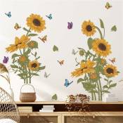 Stickers muraux tournesol papillon et écureuil stickers muraux fleur de jardin chambre salon tv mur art réfrigérateur décor peintures murales