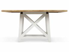 Table à manger bois blanc 150x150x77cm - décoration d'autrefois