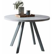 Table à manger ronde moderne grise - diamètre 90cm - chaises de conférence en cuir mat gris - table de cuisine milieu du siècle - Jecci