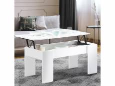 Table basse plateau relevable tara bois blanc