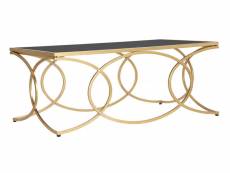 Table basse rectangulaire élégante, structure en métal doré, avec étagère en verre trempé, couleur noire, dimensions 60 x 45 x 110 cm 8052773837415