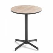 Table bistrot ronde en acier et céramique effet bois
