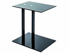 Table d'appoint en acier et verre trempé coloris noir - longueur 35 x hauteur 50 x profondeur 35 cm