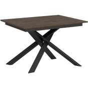 Table extensible 90x120/180 cm Ganty Noyer - chant de la même couleur que le piètement Anthracite