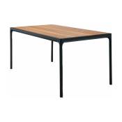 Table rectangulaire 160x90 cm en bambou et cadre noir