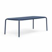 Table rectangulaire Toní Tablo / 220 x 99 cm - Trou pour parasol + bougeoir amovible - Fatboy bleu en métal