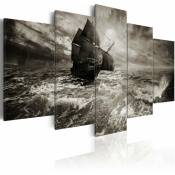 Tableau bateau dans la tempête - 200 x 100 cm - Noir