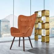 Urban Meuble - Fauteuil relax chaise longue haut dos velours orange