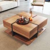VersLife Table basse, meuble de rangement pour salon, avec 4 tiroirs, table d'appoint avec designed de ligne unique-chêne