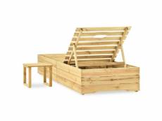 Vidaxl chaise longue avec table bois de pin imprégné