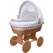 Waldin - Landau/berceau bébé complet avec équipement:Cadre/roues peintes, blanc/blanc étoile