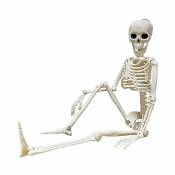 Xinuy - Squelette à suspendre pour Halloween, décor de crâne de squelette complet avec articulations mobiles mobiles, décorations de fête d'Halloween