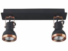 2 lampes de plafond cadre rectangulaire noir et cuivré baro 326531