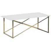 Beliani - Table Basse 100 x 50 cm en Verre et Acier Blanc et Doré Emporia - Doré