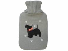 Bouillotte - 2 litres - housse tricotée - motif chien