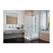 Cabine de douche Izi Glass2 Leda - Carrée - Portes pivotantes - Verre transparent - 80 x 80 cm