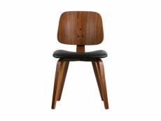Chaise classique en cuir pu - chaise de table vintage avec cadre en bois de noyer CLASSIC coloris noir/noyer