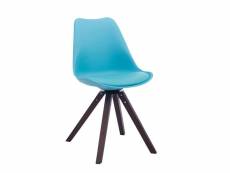 Chaise de salle à manger troyes pivotante piétement en forme carrée , bleu/bois de chêne noyer