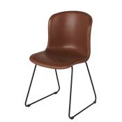 Chaise en textile enduit marron et métal noir