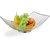 Corbeille à fruits et légumes en métal, design ergonomique & moderne, HxLxP : 11,5 x 32,5 x 24 cm, argentée - Relaxdays