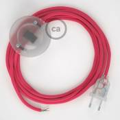 Cordon pour lampadaire, câble RM08 Effet Soie Fuchsia 3 m. Choisissez la couleur de la fiche et de l'interrupteur! | Transparent
