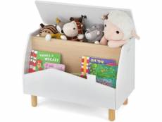 Costway coffre à jouets enfants en bois avec etagère de présentation, boîte de rangement jouets avec charnière de sécurité, salle de jeux pour fille g