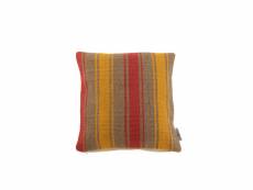 Coussin carre anna grosse rayure jute rouge - jaune